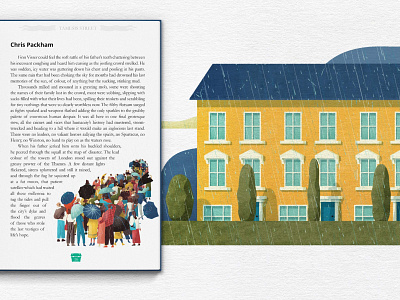 Tamesis Street - House and Queue scene book building climate change disaster house illustration people texture vector