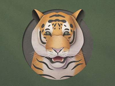 Tiger papercraft illustration animal bigcat cat endangered animal illustration nature paper texture tiger vector wildlife