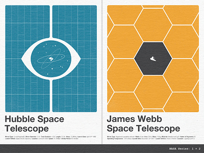 NASA: James Webb + Hubble astronaught astronomy hubble illustration james webb jwst nasa nerdy poster print science space telescope vector