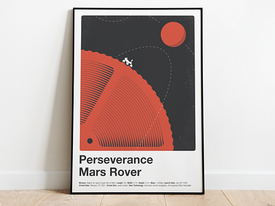 Perseverance Mars Rover - Poster illustration ingenuity mars mars rover nasa perseverance planets poster sci fi science space texture vector