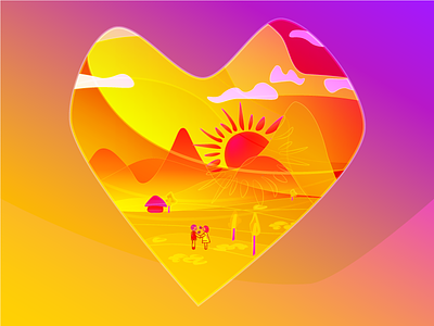 Love is beautiful design flat graphic design heart heart icon heart shape icon illustration logo love love is love lovely sunburst sunlight sunset vector art web illustration