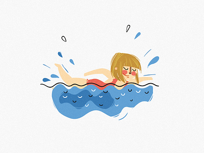 Girl doodle flat girl illustration swimming vector