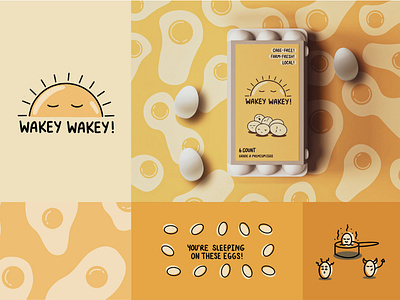 Wakey Wakey branding breakfast cute egg food icon illustration logo pattern patterns product sun sunrise