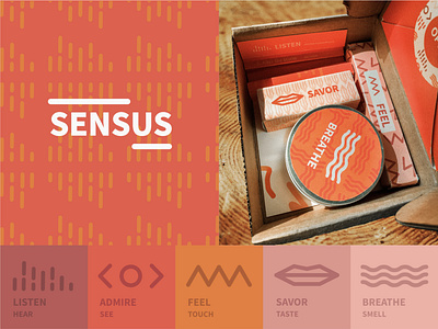 Sensus branding hear icon illustration logo pattern design product smell subscription box taste touch