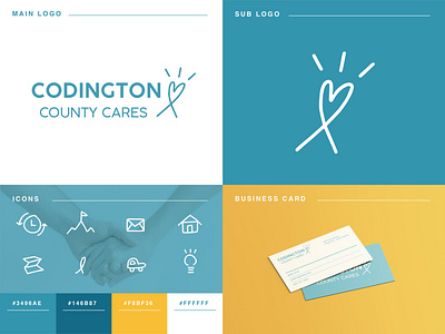 Codington County Cares branding businesscard color palette company design heart icons logo