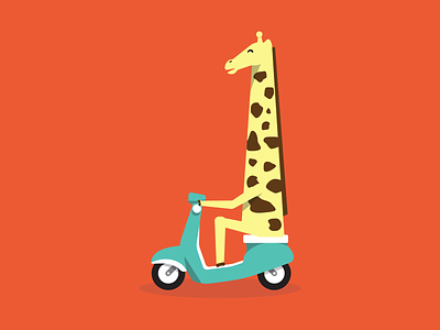 Jir-aff giraffe illustration moped