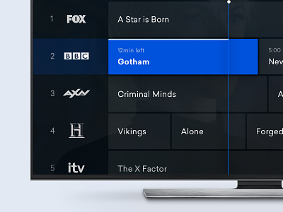 TV Guide box channel clean design guide interface minimal native programs progress television time tv ui ux