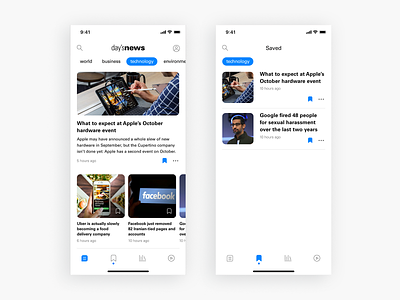 News app app articles clean design design app iphone x minimal mobile news phone read ui user interface