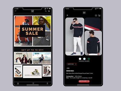 Clothing application [Wow max ] - Part 2 adobe photoshop adobexd android app app branding clothing dark ui design designs fashion app figma icon illustration ios app logo typography ui ui ux ui design ux