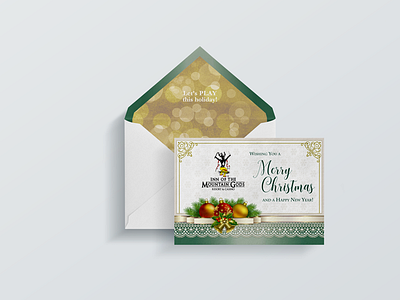 Mountain of the Gods Christmas Card fold over greeting card with custom envelope