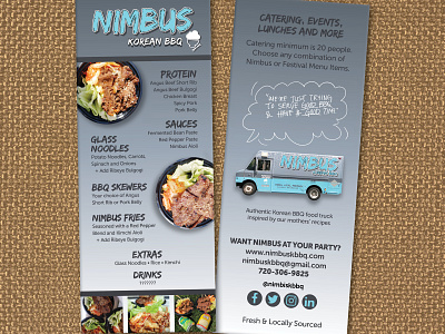 Nimbus Korean BBQ Menu bbq foodtruck graphicdesign menu productionartist
