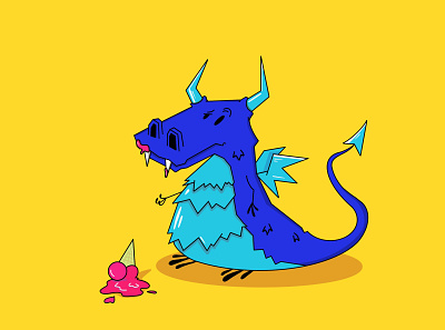 Ice Dragon art blue character design dragon flat icecream illustration