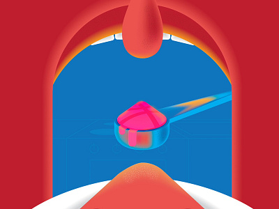 Hello, Dribbble! art design food hello hello dribbble illustration jaw mouth orange red red and blue teeth ui vector