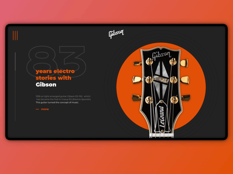 Gibson stories (concept) design gibson guitar orange rock ui ui ux ui design webdesign website