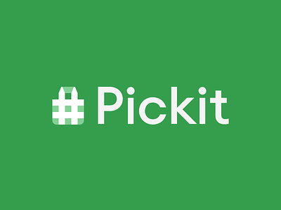 Pickit - Identity branding green grocery app logo picket fence pickit ui
