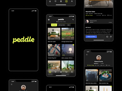 Peddle | Digital Marketplace App app design app ui branding clean ui colorful dark mode design trend logo market market app marketplace mobile mobile app product design shop shopping app ui uiux ux yellow
