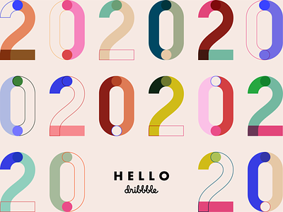 Hello Dribbble 2020 color color palette colorful design first shot logo type new year typogaphy typographic typography art