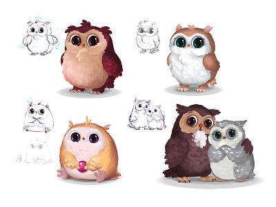 Owl characters character design cute illustraion