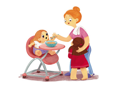 Mom and kids illustration childrenbook funny character illustration kids mom