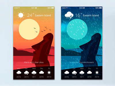 UI / UX Weather app app eastern island interface moai mobile ui uiux weather