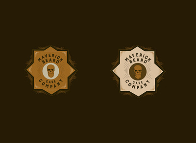 Maverick Beard Care Co. Logo Badges beard oil brand identity design illustration logo design packaging design skull logo