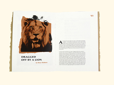 Game Ranger – Dragged Off by a Lion booklet photography photoshop print design short stories