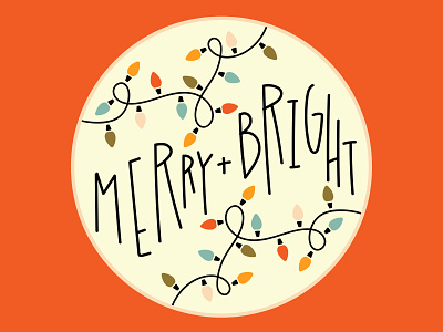 Merry + Bright christmas design graphic graphic design hand letters sticker vector