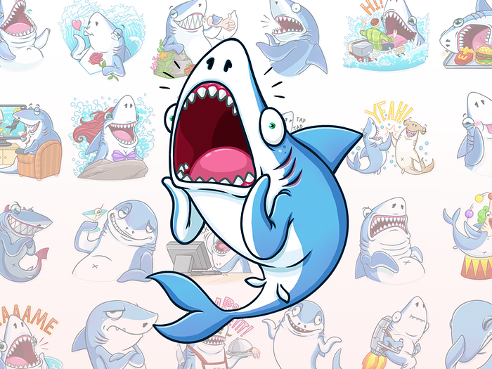 “It’s a Shark!” stickers for Telegram by victoria moloko on Dribbble