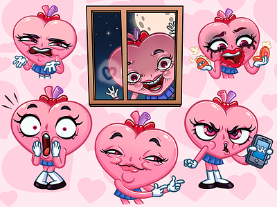 Heart-chan stickers for VK character design stickers valentines day vk