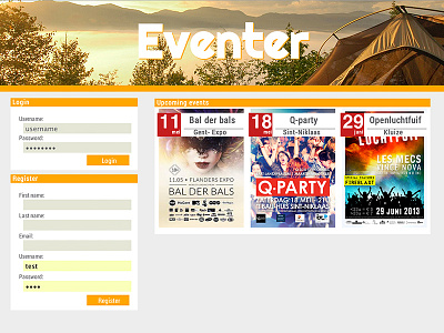 Eventer (Project) event events interface php socialmedia webdesign website