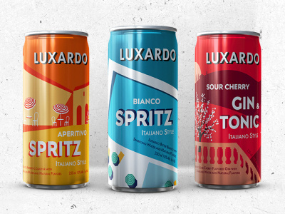 Luxardo Canned Cocktails packaging design brand identity can can design canned cocktails cocktails illustration packaging design ready to drink rtd spirits