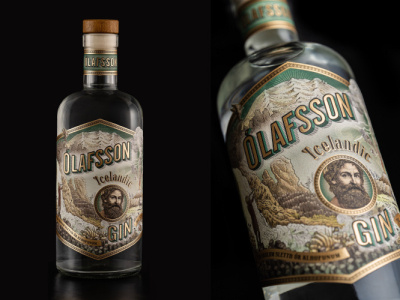 Olafsson Gin bottle brand identity eyland spirits gin iceland illustration logo olafsson packaging design spirits