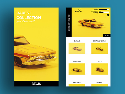 Toy collection UI abstract art cardesign cars design mobile onlineshop storeapp ui ux webdesign
