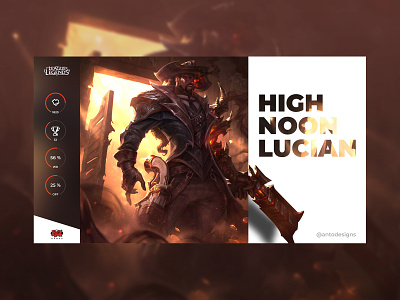 High Noon Lucian LoL fan fanart game art games highnoon homepage landing page league of legends lol riot riot games riotgames ui uidesign ux webdesign