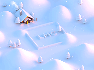 LMC Christmas Sign Off 2021 4d animation c4d cabin cinema gif ice logo octane snow snowfall