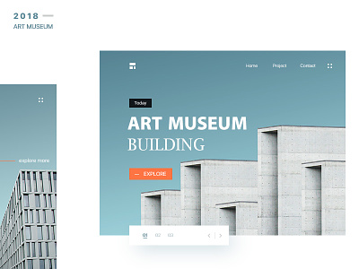 Art gallery homepage conceptual design building design interface ui web