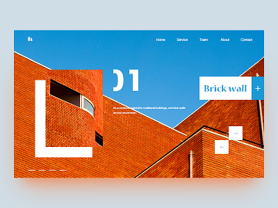 Architectural design website blue building design interface orange ui web