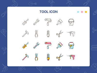 Tool icon hardware icon line multicolor tool