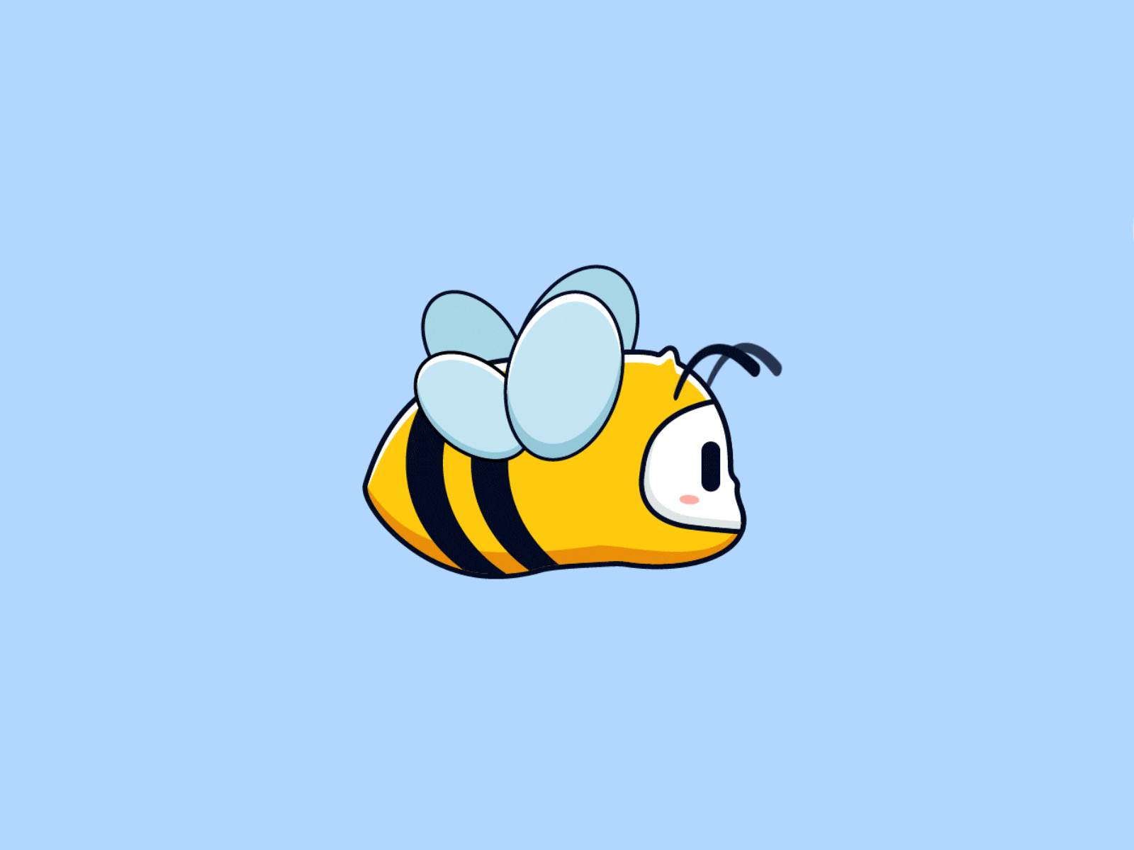 Flying bee 2d animal animation art bee cloud fly icon illustrator logo sky ui