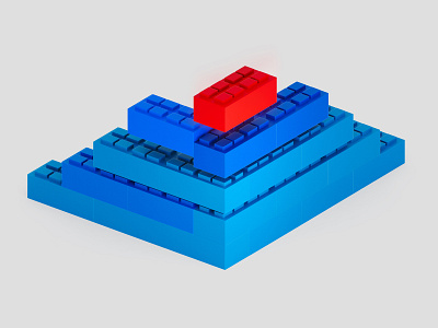 Blocky 3d 3d art block blue building design houdini illustration lego modo procedural square
