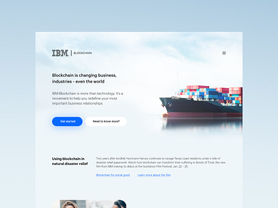 IBM blockchain UI Concept blockchain design ibm landing minimal ui ux web