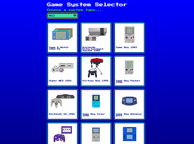 Retro game system selector css flexbox game system gaming retro vectorart