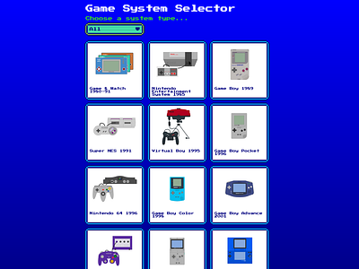 Retro game system selector css flexbox game system gaming retro vectorart