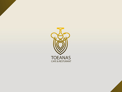Toeanas Logo -Hooka Logo app cafe cafe logo design digital food gold hooka illustrator logo resturant screen toeanas