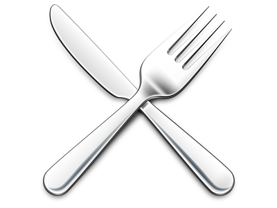 Fork & Knife azul chrome cutlery dine dining food fork icon icons knife metal