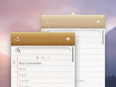 Diligence Menubar Windows app custom diligence gtd leather ui