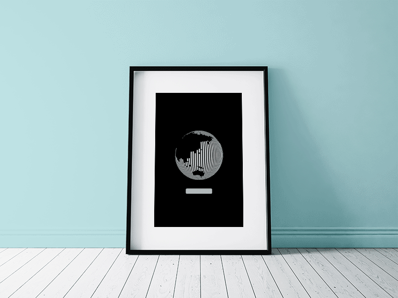 Science III black and white rotating earth spinning floating desk design modern motion illustration gif animation