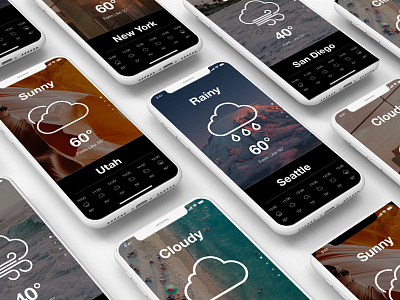 Weather App Redesign app city design forecast illustration inspiration ios iphone lifestyle location mobile mobile app mockup nature photography redesign scenery ui ux weather