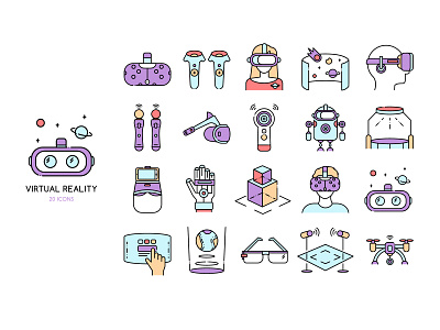 ★ Virtual Reality ★ ar art controllers cosmos headset icon illustration illustrator pack set star vector vr