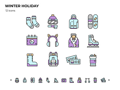 Winter Holiday icon board calendar fanny snow snowboard snowman socks ticket winter